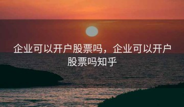 企业可以开户股票吗，企业可以开户股票吗知乎