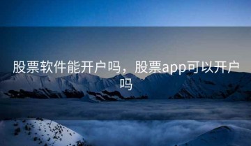 股票软件能开户吗，股票app可以开户吗