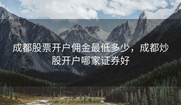 成都股票开户佣金最低多少，成都炒股开户哪家证券好