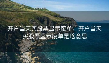 开户当天买股票显示废单，开户当天买股票显示废单是啥意思