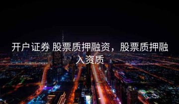 开户证券 股票质押融资，股票质押融入资质