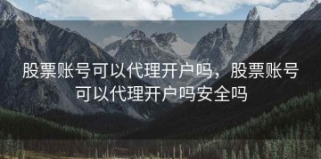 股票账号可以代理开户吗，股票账号可以代理开户吗安全吗