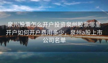 泉州股票怎么开户投资泉州股票哪里开户如何开户费用多少，泉州a股上市公司名单