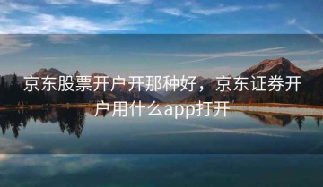 京东股票开户开那种好，京东证券开户用什么app打开