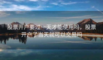 股票开户要过一天才能使用吗，股票开户了当天就可以交易吗
