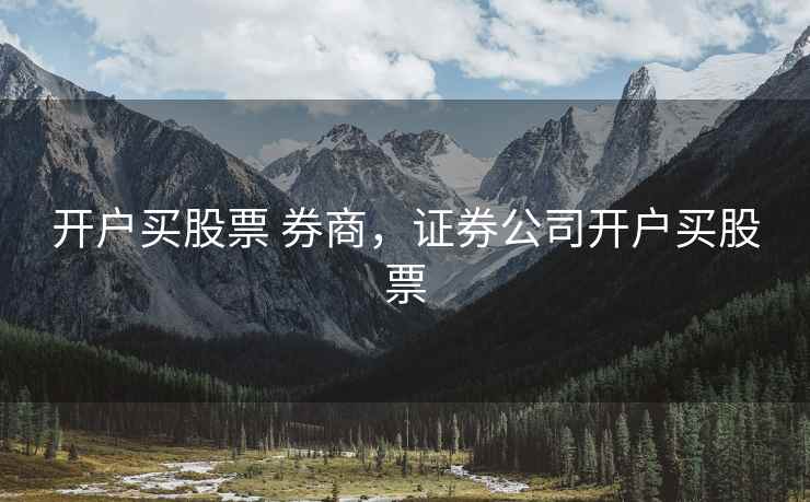 开户买股票 券商，证券公司开户买股票