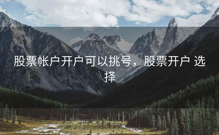 股票帐户开户可以挑号,股票开户 选择 股票帐户开户可以挑号,股票开户 选择