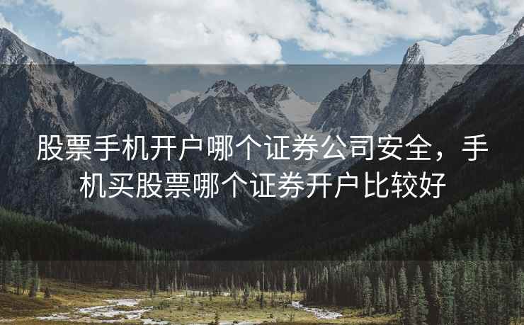 股票手机开户哪个证券公司安全，手机买股票哪个证券开户比较好